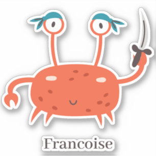 Sticker Bande d'épée de crabe rouge amusant personnalisati