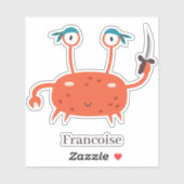 Sticker Bande d'épée de crabe rouge amusant personnalisati (Feuille)