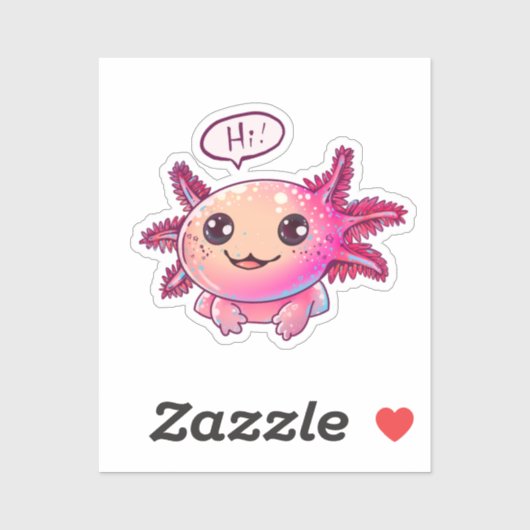 Sticker Bande dessinée du mignon Axolotl (Feuille)