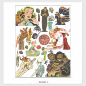 Sticker bande dessinée horreur monstres créatures collage  (Feuille)