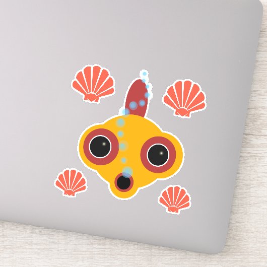 Sticker Bande dessinée mignonne Googly Eyed Goldfish Bubbl (Détail)
