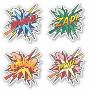 Sticker Bande dessinée rétro amusante Pop Art Flash