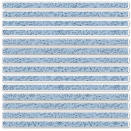 Sticker Bandes minces de fleurs Boho bleu classique  (Devant)