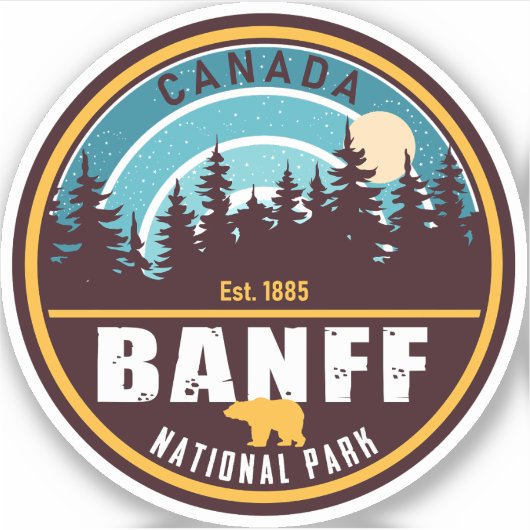 Sticker Banff NP Canada Montagnes Rocheuses Souvenirs (Devant)