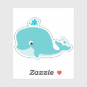 Sticker Banimal marin mignon, baleine (Feuille)