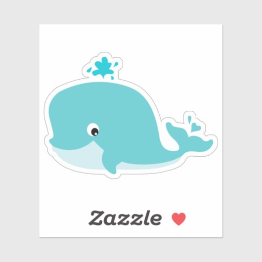 Sticker Banimal marin mignon, baleine (Feuille)