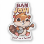 Sticker Banjovi Cute Beaver Jouer Banjo (Devant)