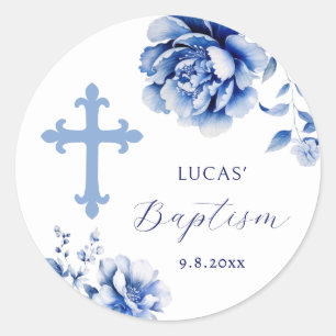Sticker Baptême Croix Bleue