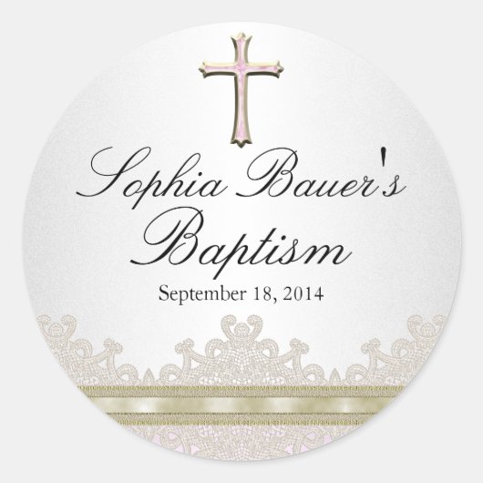 Sticker Baptême en dentelle et croix (Devant)