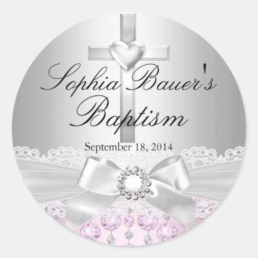 Sticker Baptiste Baptême de croix et dentelle (Devant)