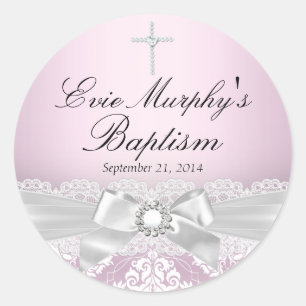 Sticker Baptiste en Argent Rose et Joli