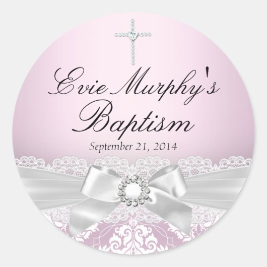 Sticker Baptiste en Argent Rose et Joli (Devant)