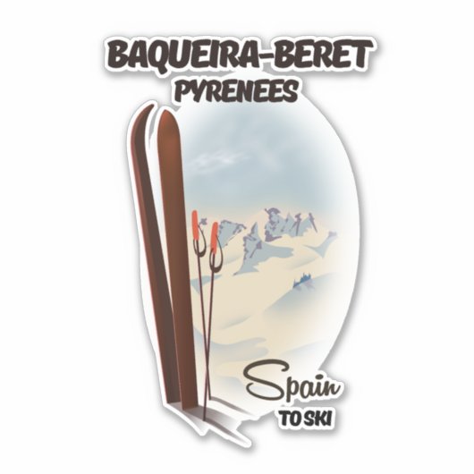 Sticker Baqueira-Beret Espagne affiche de ski. (Devant)