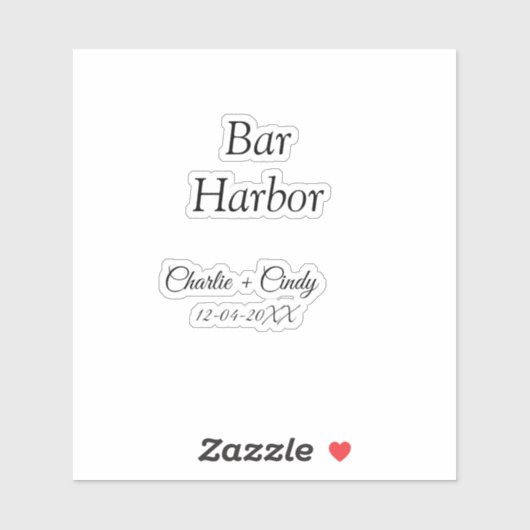 Sticker Bar Harbour bachelorée fête d'honneur mariage a (Feuille)