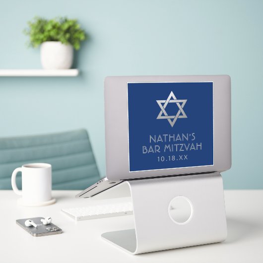 Sticker Bar Mitzvah pour Décor ou Faveurs (Ordinateur portable sur le bureau)