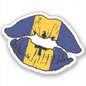 Sticker Barbade Barbadien Lipstick Love Drapeau (Recto)