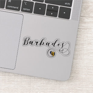 Sticker Barbados Heart Flag, Barbadien