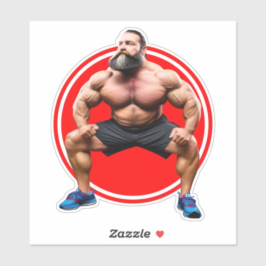 Sticker Barbu musclé (Feuille)