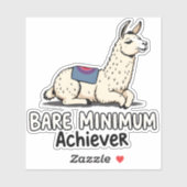 Sticker Bare Minimum Achiever Funny Llama Lazy Humor (Feuille)