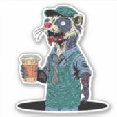 Sticker Barista furet zombie (Devant)