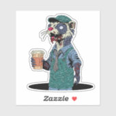 Sticker Barista furet zombie (Feuille)