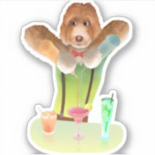 Sticker Barman Chien : Bar Neon et Mixologie de Cocktails (Devant)