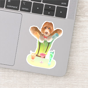Sticker Barman Chien : Bar Neon et Mixologie de Cocktails