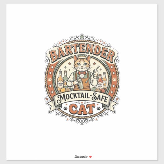 Sticker Barman Mocktail-Safe Chat Barman Mocktail-Saf (Feuille)
