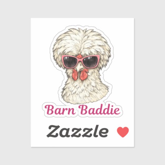 Sticker Barn Baddie Funny Glam Chicken in Pink Sunglasses (Feuille)