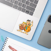 Sticker Barney Rubble et Fred Flintstone (Ordinateur portable avec iPhone)