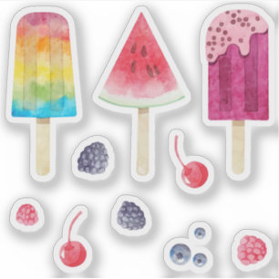Sticker Barre de fruits givrés aquarelle et fruits de past