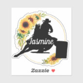 Sticker Barrel Racer Nom du cheval personnalisé (Feuille)