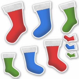 Sticker Bas rouges, verts, bleus de Noël