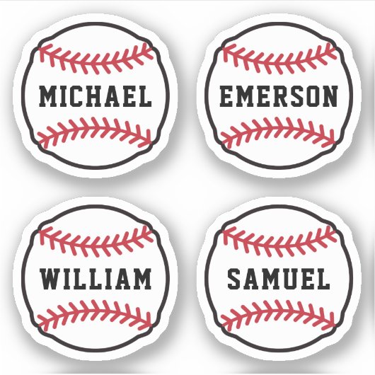 Sticker Baseball avec nom ou texte personnalisé, ensemble  (Devant)