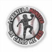 Sticker Baseball Papa Monstre Vintage Catcher Conception d (Devant)