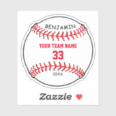 Sticker Baseball personnalisé avec nom Numéro d'équipe Enf (Feuille)