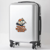 Sticker Baseball Ween Vintage Halloween Baseball Heureux (Sur valise)