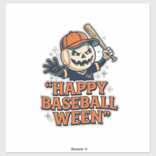 Sticker Baseball Ween Vintage Halloween Baseball Heureux