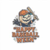 Sticker Baseball Ween Vintage Halloween Baseball Heureux (Devant)