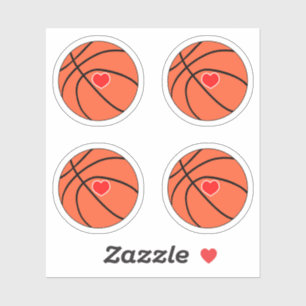 Sticker Basket-ball avec bloc-coeur rouge