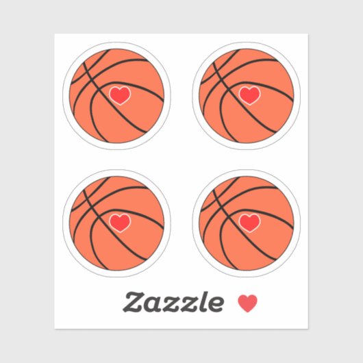 Sticker Basket-ball avec bloc-coeur rouge (Feuille)