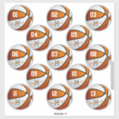 Sticker basket-ball blanc orange 13 athlètes feuille de (Feuille)