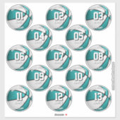 Sticker basket-ball blanc turquoise personnalisation des n (Feuille)