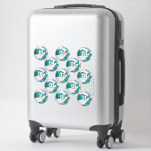 Sticker basket-ball blanc turquoise personnalisation des n (Sur valise)
