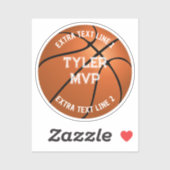 Sticker Basket-ball, Nom de l'enfant, MVP/Numéro, 2 lignes (Feuille)