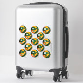 Sticker basket orange vert coutume 13 joueurs noms (Sur valise)