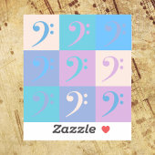 Sticker Bass Clef Music Pattern Pastel