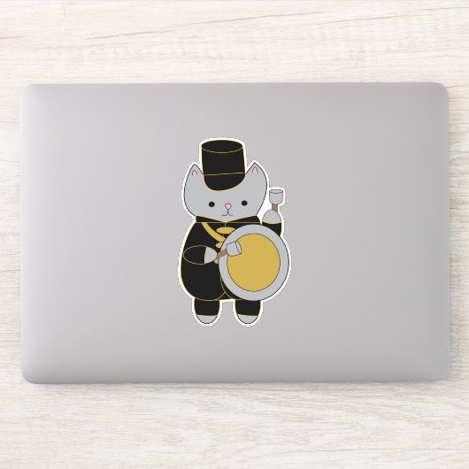 Sticker Bass Drummer Marquage Bande Chat Noir Jaune Or (Ordinateur)