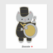 Sticker Bass Drummer Marquage Bande Chat Noir Jaune Or (Feuille)