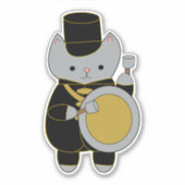 Sticker Bass Drummer Marquage Bande Chat Noir Jaune Or (Devant)